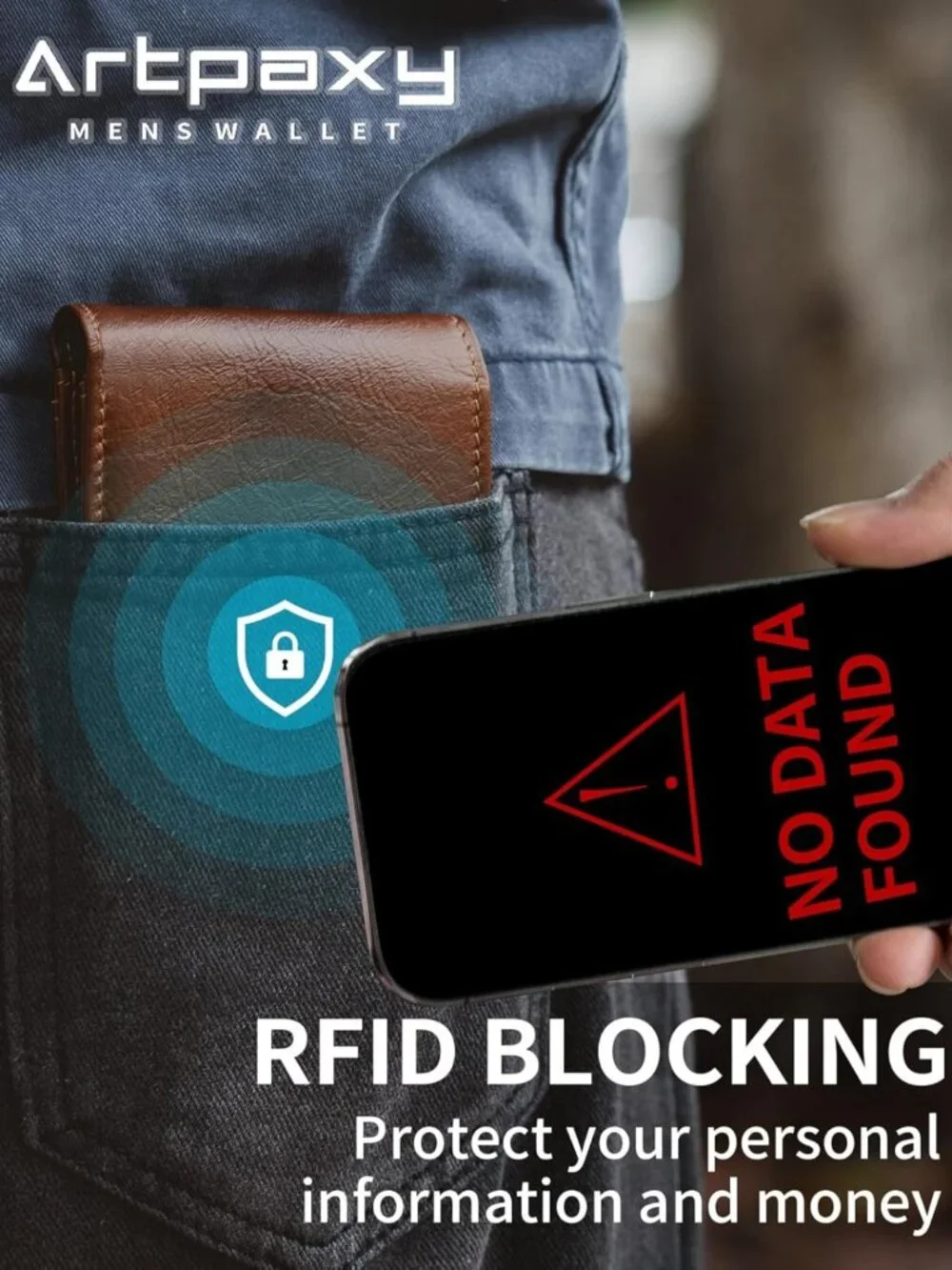 Genuine Leather Bifold Wallet for Men | RFID Blocking, 1 ID Window, 13 Card